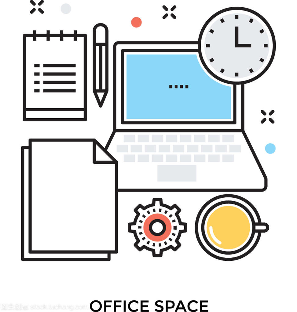高效办公视觉指南 办公室工作平面矢量图标与核心办公设备解析